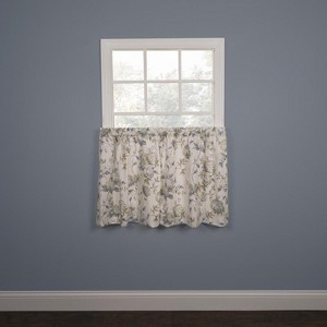 Ellis Curtain Abigail Design Printed Room Darkening 2-Piece Window Rod Pocket Pair Set With 2 Tiers - 56x36", Porcelain - 1 of 3