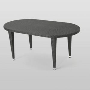 Dominica Oval Wicker Dining Table: Weather-Resistant, Iron Frame - Christopher Knight Home - 1 of 4