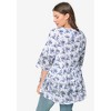 ellos Women's Plus Size Tiered Floral 3/4 Sleeve Tunic - 3 of 4