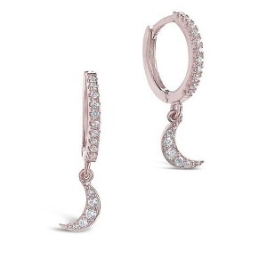 SHINE by Sterling Forever Sterling Silver CZ Crescent Micro Hoops - 1 of 3