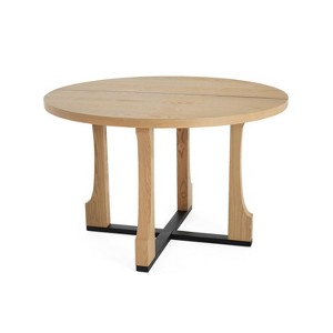Christopher Knight Home Andrew 48" Rustic Criss Cross Frame Round Dining Table Natural Oak - 1 of 4