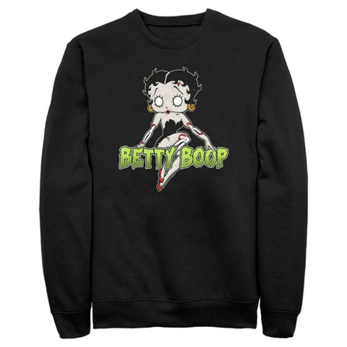 Men's Betty Boop Halloween Zombie Logo Sweatshirt - Black - X