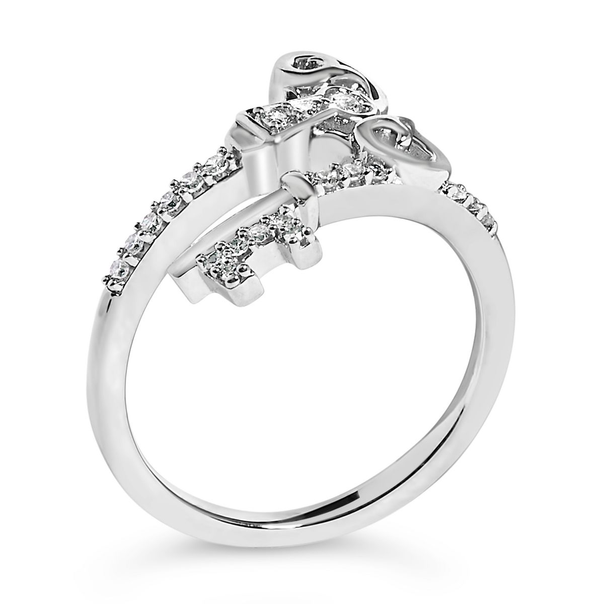 Haus of Brilliance .925 Sterling Silver 1/6 Cttw Key and Keyhole Diamond Ring - thumbnail 3