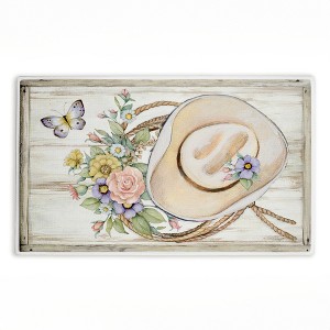 Stupell Industries Shabby Chic Floral Cowboy Hat Printed Plush Bath Mat And Bath Rug, Design By Susan Winget, 18"X30" - 1 of 4