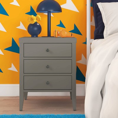 Finley Gray Solid Wood 3-Drawer Transitional Nightstand