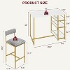 Acekool Dining Set, Kitchen Bar Table with 2 Upholstered Stools & 3 Storage Shelves, Small Space, - 3 of 4