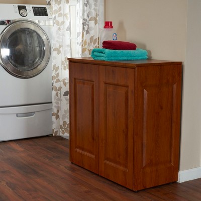 Faux Wood Finish Double Tilt-Out Laundry Hamper Cabinet