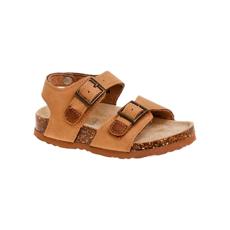 Rugged Bear Hook and Loop Girls' Boys' Footbed Sandals with Buckle Detail - Casual, Flat, Open Toe, Lightweight Summer Shoes (Toddler), 1 of 6