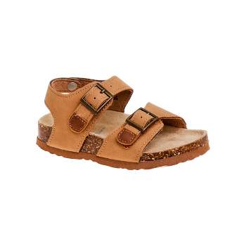 Rugged Bear Hook and Loop Girls' Boys' Footbed Sandals with Buckle Detail - Casual, Flat, Open Toe, Lightweight Summer Shoes (Toddler)