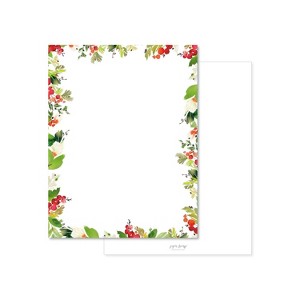 Paper Frenzy Watercolor Peace Garland with Berries Holiday Christmas Letterhead Paper Pack of 75 - 1 of 1