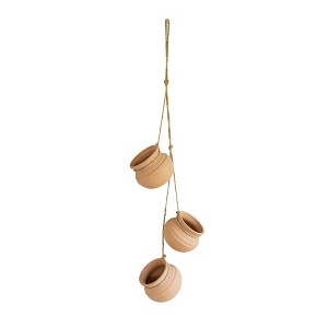 3 Pot Hanging Planter Terracotta & Jute by Foreside Home & Garden - 1 of 4