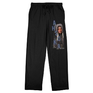 Ahsoka Disney+ Ahsoka With Gray Text Men's Black Sleep Pajama Pants - 1 of 4