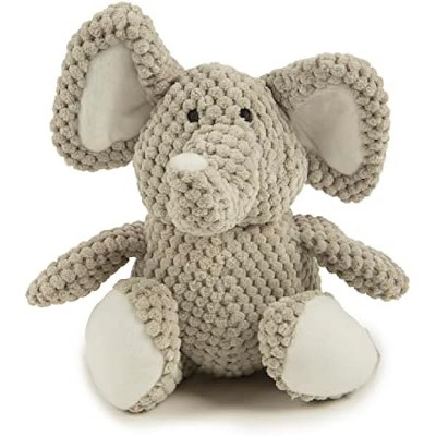 goDog Checkers Elephant Squeaky Plush Dog Toy, Chew Guard Technology - Gray, Small