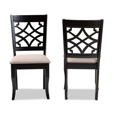 Espresso Sand Cane-Back Oak Wood Side Chair Set