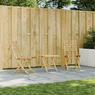 Garden Chair Set of 2 Natural Bamboo 16.9 x 21.3 x 34.6 in vidaXL