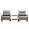 3PCS Outdoor Rattan Rocking Chair Set with Table, Wicker Patio Rocking Chairs with Cushions for Porch, Balcony, Garden or Poolside-The Pop Home - 3 of 4