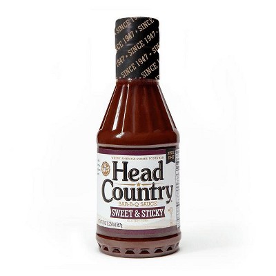 Head Country Sweet and Sticky Bar-B-Q Sauce, Gluten Free, 20 Ounce, Pack of 2