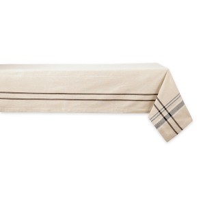 Design Imports  French Stripe Tablecloth, Taupe/Black, 60X84" - 1 of 4