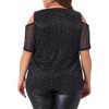 Agnes Orinda Women's Plus Size Sparkle Sequin Glitter Cold Shoulder Party Dressy Blouses - 4 of 4