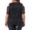 Agnes Orinda Women's Plus Size Sparkle Sequin Glitter Cold Shoulder Party Dressy Blouses - image 4 of 4