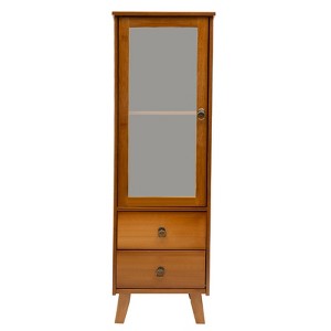 YIYIBYUS Freestanding Bamboo Floor Cabinet with Door for Storage Solutions in Bathrooms, Kitchens, Brown - 1 of 4