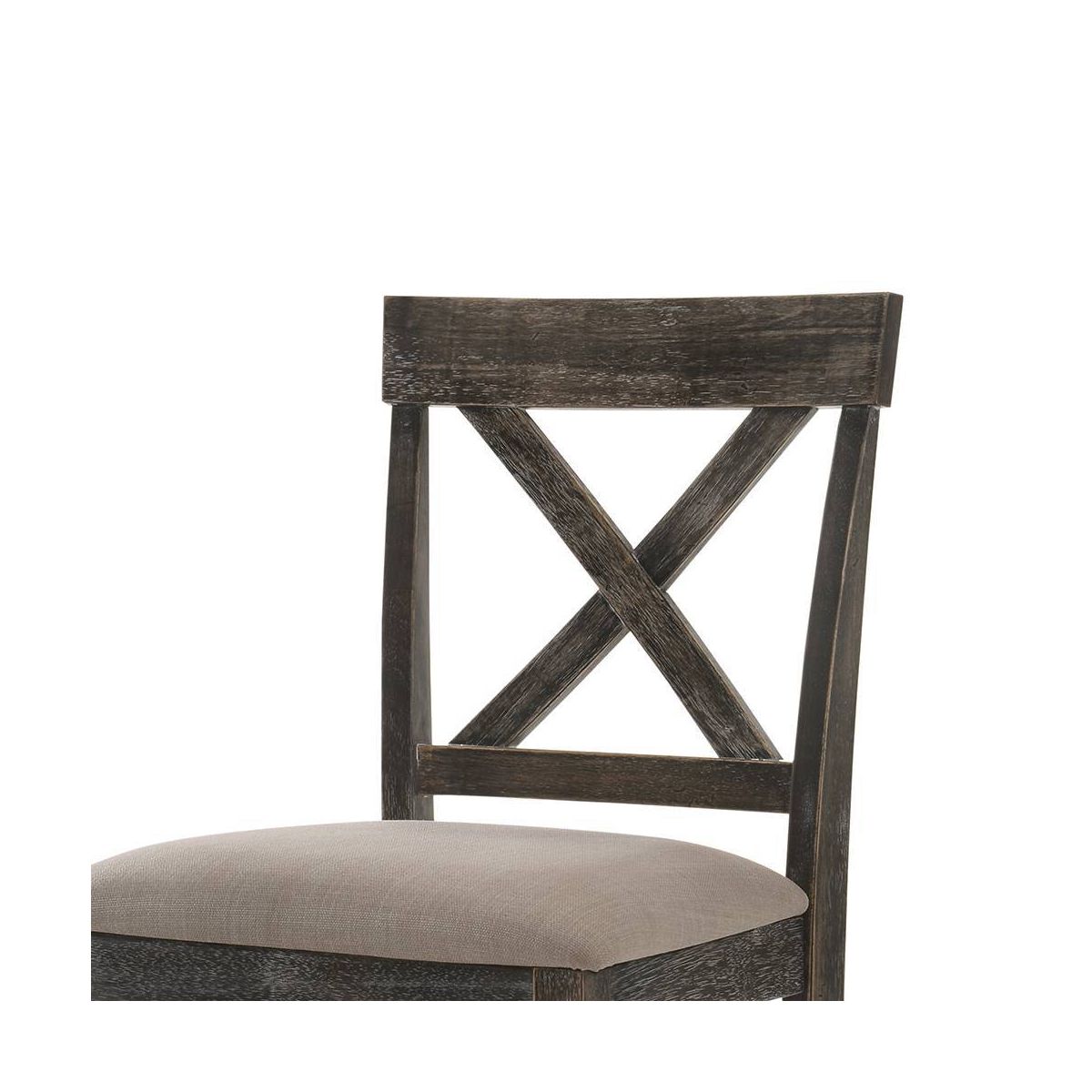 Set of 2 18" Martha Li Counter Height Barstools Tan Linen/Weathered Gray - Acme Furniture: Upholstered, Wood Frame, Armless - thumbnail 3