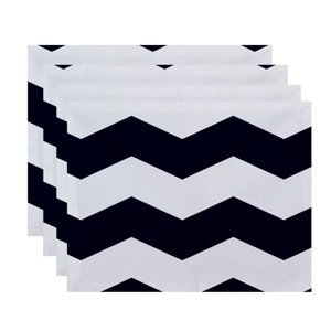 Set of 4 Classic Navy Chevron Placemats - E by design, Classic Blue