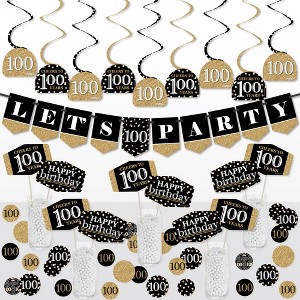 Big Dot of Happiness Adult 100th Birthday - Gold - Birthday Party Supplies Decoration Kit - Decor Galore Party Pack - 51 Pieces - 1 of 4