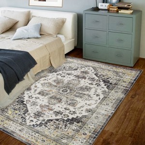 Area Rug, Machine Washable Rug, Stain Resistant Non-Slip Kitchen Rug, Traditional Distressed Accent Rug, Vintage Carpet for Bedroom, Dining Room - 1 of 4
