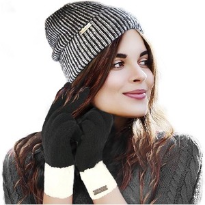 Nicole Miller Hat and Glove Set For Women, Pack Of 2 Winter Beanie Hats Soft & Warm Gloves Sets - 1 of 4