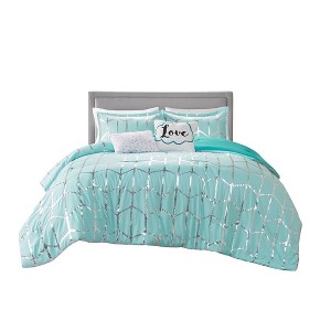 Gracie Mills Isabelle 5-Piece Metallic Geometric Comforter Set - 1 of 4