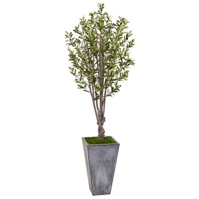 72 Artificial Olive Tree In Stone Planter - Nearly Natural : Target