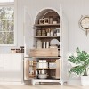 71" Tall Arched Kitchen Pantry Cabinet,Farmhouse Storage Cabinet with Glass Doors,Adjustable Shelves,MDF Cabinet for Dining Room-Cuddlewood - 3 of 4