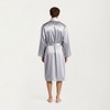 Anna-Kaci Men's Satin Robe with Geometric Print Contrast Shawl Collar and Waist Tie - 3 of 4