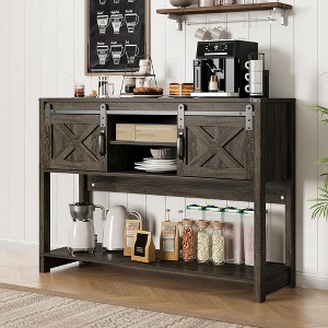 RoyalCraft Farmhouse Entryway Console Table with Storage Shelves, Sliding Barn Door and Spacious Tabletop for Living Room or Foyer, Dark Grey - 1 of 4