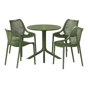 WestinTrends Playa 5-Piece Modern Round Patio Dining Table Set with Stackable Patio Dining Chairs - 1 of 4