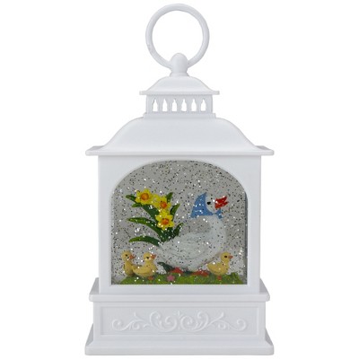 Raz Imports 10" White Duck Family Easter Lighted Glittering Snow Dome Lantern