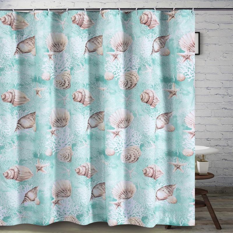 Barefoot Bungalow Bath Shower Curtain Ocean -Turquoise 72x72, 2 of 6