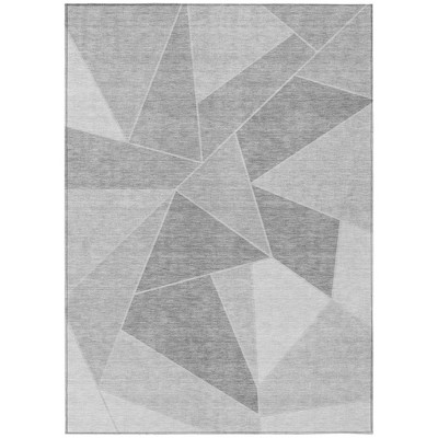 Gray Silver And Graphite Geometric Washable Indoor Outdoor Area Rug