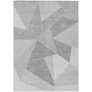 Gray Silver And Graphite Geometric Washable Indoor Outdoor Area Rug - 1 of 4