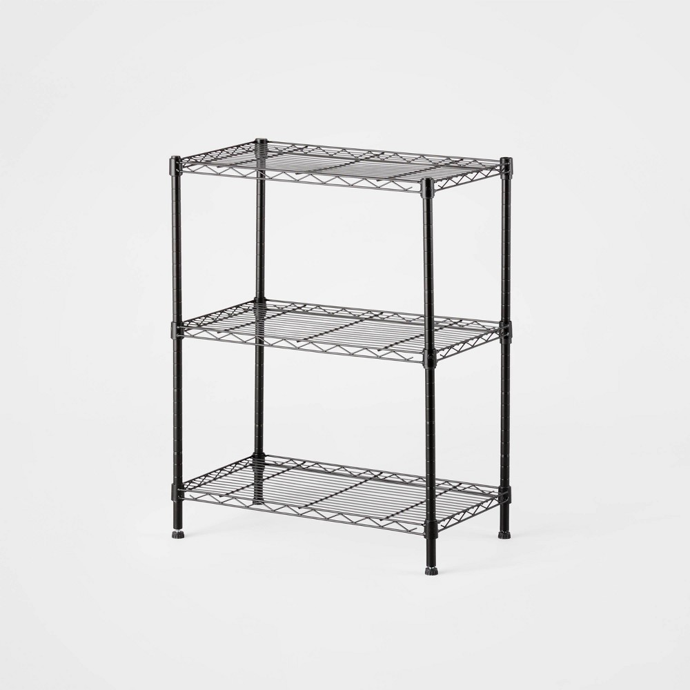 3 Tier Wire Shelving Black - Brightroom™: Adjustable Metal Storage Shelves, Powder-Coated Steel, 160 lb Capacity
