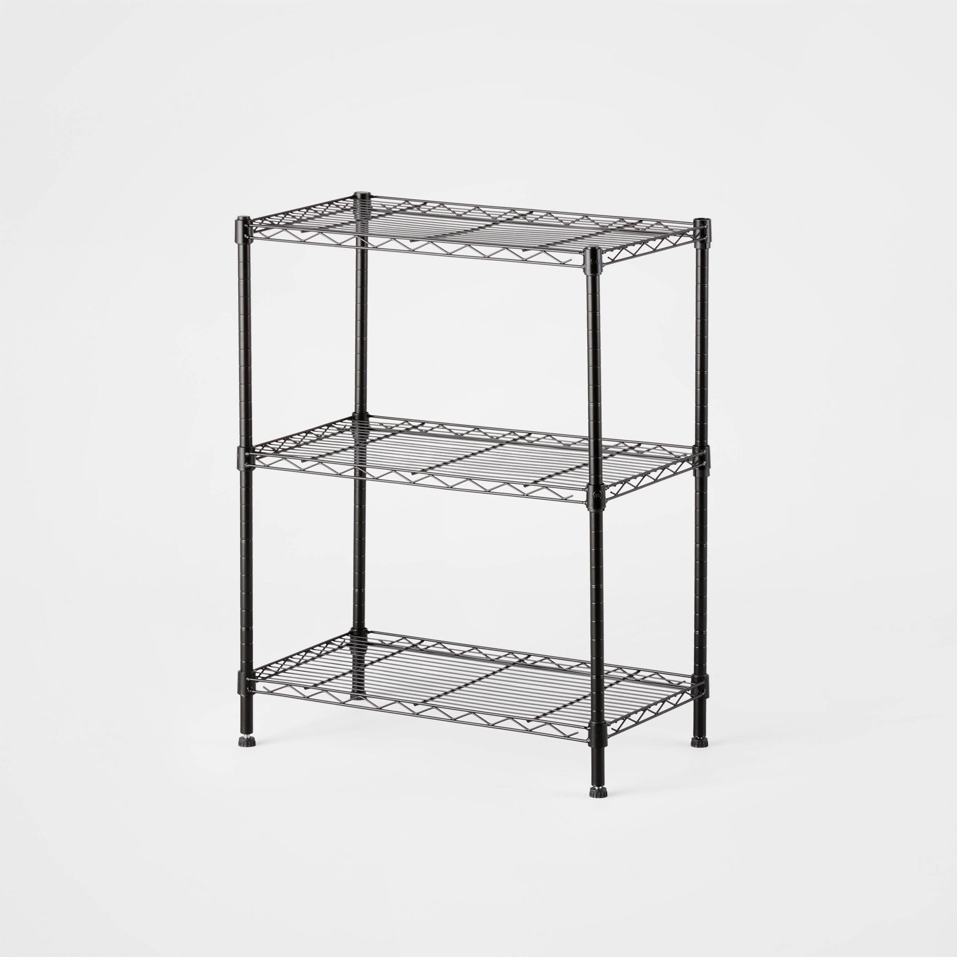 3 Tier Wire Shelving Black - Brightroom™: Adjustable Metal Storage Shelves, Powder-Coated Steel, 160 lb Capacity