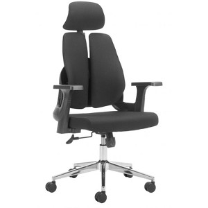 Office Chair 54.7"H Black – Mesh Fabric Seat with Chromed Steel & Nylon Frame, Adjustable Ergonomic Swivel Chair By Zuo Modern - 1 of 4