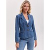 INSPIRE CHIC Women's Notched Lapel Collar Long Sleeve Button Back Slit Fitted Denim Jacket - 2 of 4