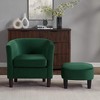 Velvet Accent Chair with Ottoman, Modern Barrel Chair Armchair for Living Room, Green - 4 of 4