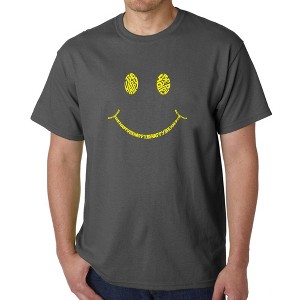 LA Pop Art Men's Word Art T-shirt - Be Happy Smiley Face - 1 of 4