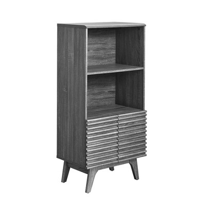 Modway Render Display Cabinet Bookshelf – Mid-Century Wood Storage Shelf with Glass Doors and Open Display Sections