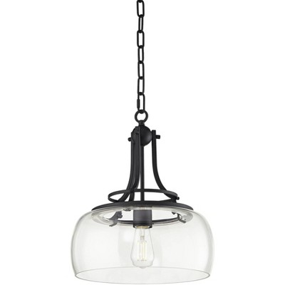 Charleston Black Metal and Clear Glass Pendant Light with Edison Bulb