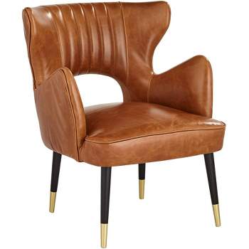 55 Downing Street Mauro Retro Brown Leather Accent Chair