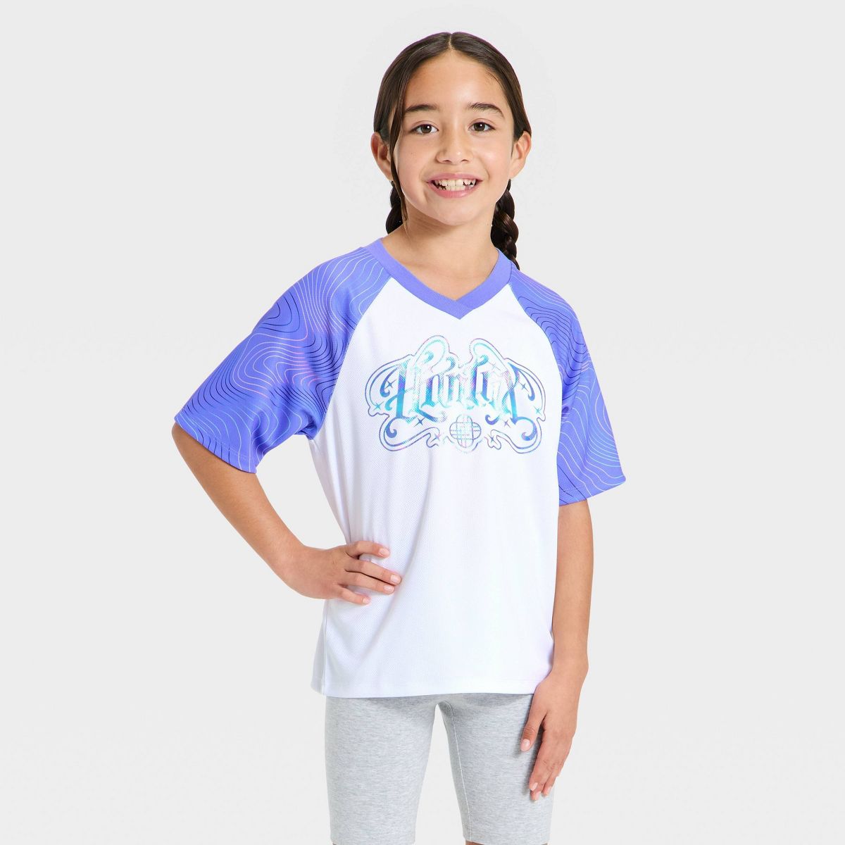 Girls' KPop Demon Hunters Short Sleeve Soccer Jersey - Purple